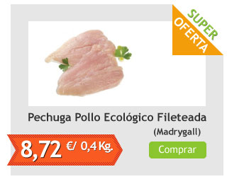 Pechuga de Pollo Ecológico Fileteada, Pack 0,4 Kg (Madrygall)