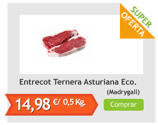 Entrecot de Ternera Asturiana Ecológica , Pack 0,5 Kg (Madrygall)