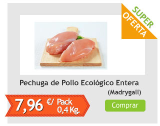 Pechuga de Pollo Ecológico Entera, Pack 0,4 Kg (Madrygall)