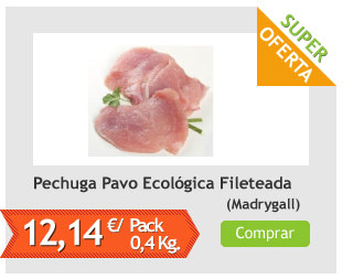 Pechuga de Pavo Ecológica Fileteada, Pack 0,4 Kg (Madrygall)