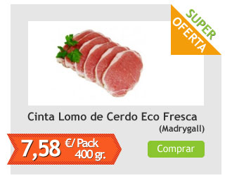 Cinta de Lomo de Cerdo Fresca Ecológica, Pack 0,4 Kg (Madrygall)