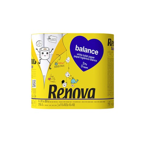 Papel Higiénico 4 Rollos Envoltorio Papel (Renova) Papel Higiénico 4 Rollos Envoltorio Papel (Renova)