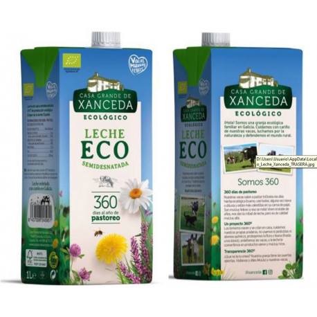 Leche Eco Semidesnatada, 1 L (Casa Grande de Xanceda)