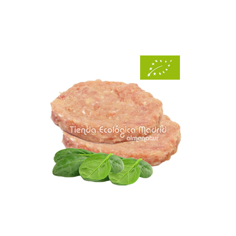 Hamburguesas de Pollo con Espinacas Ecológica, Pack 2 x 100 Gr