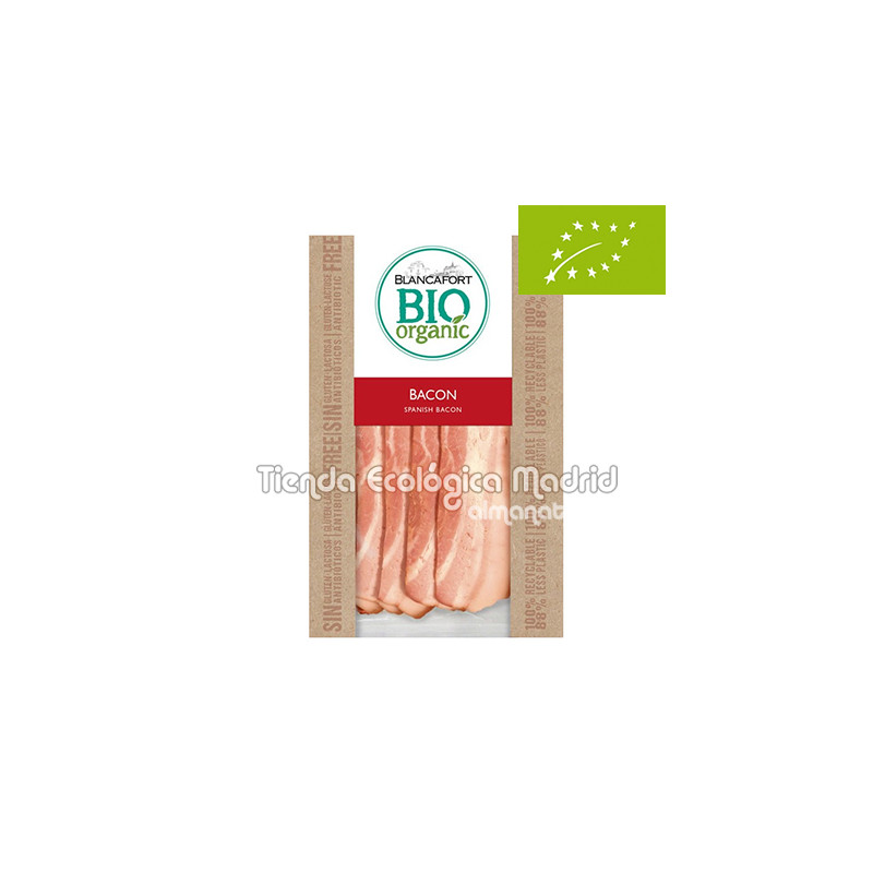 Bacon Natural Orgánico sin Gluten y sin Lactosa, Pack 80 Gr (Blancafort)