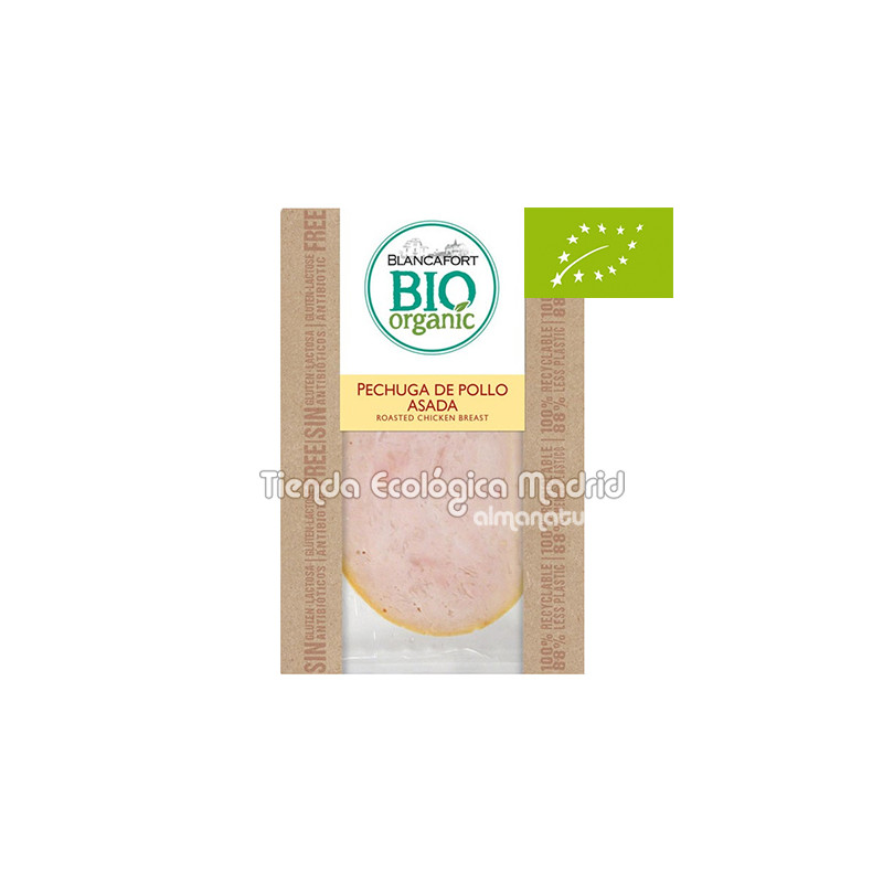 Pechuga de Pollo Asada Orgánica sin Gluten y sin Lactosa, Pack 80 Gr (Blancafort)