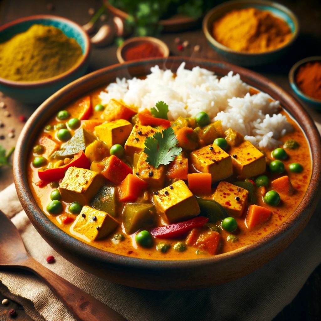 Curry Ecológico Vegano con Tofu