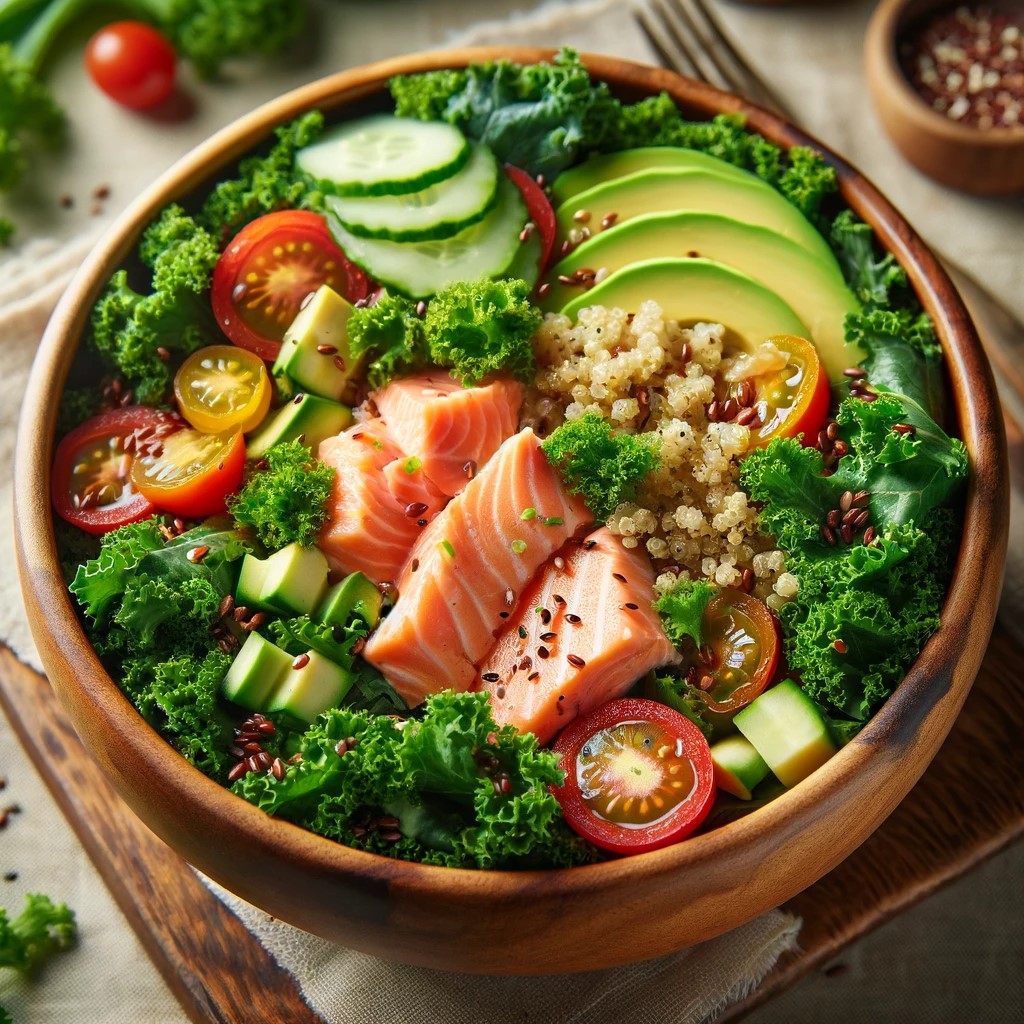 Ensalada Ecológica de Salmón, Kale y Quinoa