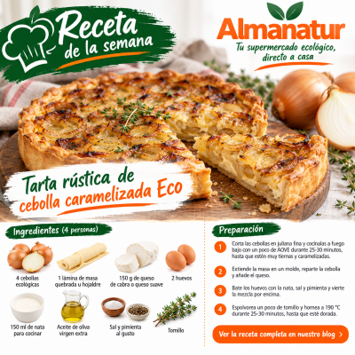 🧅 Tarta rústica de cebolla caramelizada ecológica