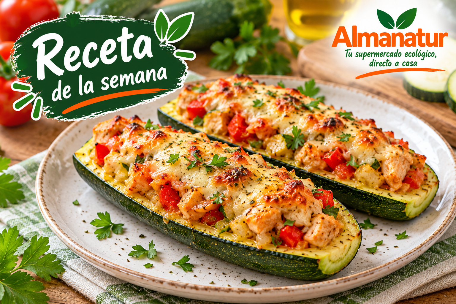 🥒 Receta de la semana: Calabacines rellenos de pollo y verduras